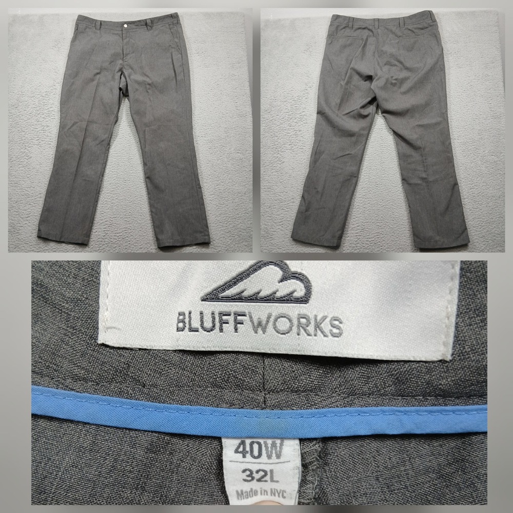 Bluffworks Pants Men's 40x32 Gray Travel Tech Performance Made in NYC‎